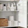 SoBuy Bathroom Kitchen Wall Cabinet Garage or Laundry Room Wall Storage Cabinet White Stipple Linen Tower Bath Cabinet Medcine Cabinet Cabinet with Shelves, White FRG231-L-W