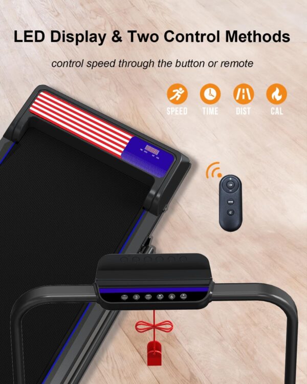 2 in 1 Portable Treadmill and Walking Pad for Home/Office, Foldable with Remote Control, APP, and LED Display