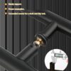 48 inch Round Stainless Steel Door Pull Push Handle Double Sided, French Sliding Barn Door Handle, H Shape Commercial Door Pull Handles, Black