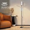 Floor Lamp, Bright 18W LED Standing Lamps for Living Room, Remote Stepless Adjustable Color and Brightness Dimmable with ON/Off Switch, Gooseneck Reading Lights for Bedroom Office, 1300LM Black