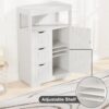 YESHOMY Bathroom Storage Cabinet Freestanding Floor Cupboard with 1 Door and 3 Drawers for Kitchen, Living Room, White