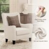 COLAMY Accent Chair, Modern Fabric Accent Barrel Chair with Solid Rubberwood Legs, Comfy and Soft Armchair for Living Room, Bedroom, Reception Room, Office, Beige