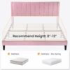 SHA CERLIN Full Bed Frame/Velvet Upholstered Platform Bed Frame with Headboard/Strong Wood Slats Support/Mattress Foundation/No Box Spring Needed - Pink