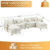 145" U Shaped Cloud Couch Sectional for Living Room, Oversized Modern Modular Sofa with Movable Ottoman, Comfy Fluffy Chenille 6 Seat Sofa Set with Central Console & USB Ports, White