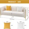 FOTOSOK 78'' Sofa, Modern White Couches for Living Room with 2 Throw Pillows, Comfy Faux Leather Sofa 3 Seater Sofa with Gold Metal Legs, Cloud Sofa Couch Deep Seat Sofas (Cream White)