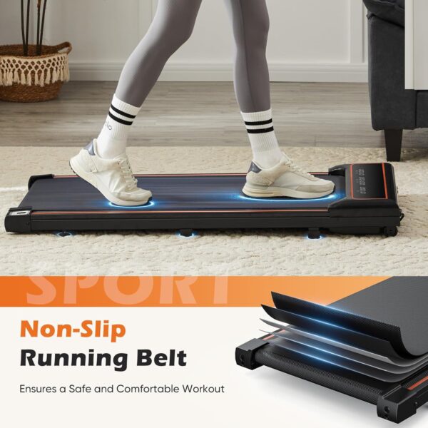 OLIXIS Compact Armless Treadmill for Small Spaces, Quiet Under-Desk Walking Pad, Slim & Portable Design for Home Office Workouts, Easy to Store, Ideal for Apartments and Work-from-Home Fitness