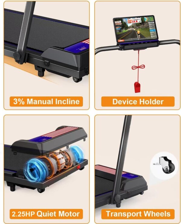 2 in 1 Portable Treadmill and Walking Pad for Home/Office, Foldable with Remote Control, APP, and LED Display