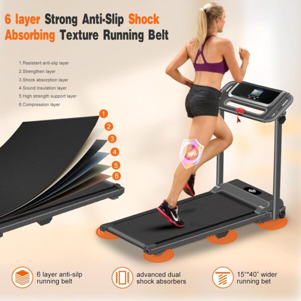 Folding Treadmill, 3.0HP Portable Foldable Treadmills for Home with 12 Preset Programs, LED Display, Compact Small Treadmill for Office, Walking Pad Treadmill, 300 LBS Capacity