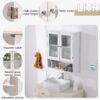 LITA Bathroom Wall Cabinet with Glass Doors, Medicine Cabinet with Adjustable Shelves, Space Saver Over Toilet Storage Cabinet for Bathroom, Living Room, Kitchen, White