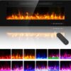 BREEZEHEAT 50 inch Electric Fireplace Wall Mounted/Freestanding-Ultra Thin Fireplace Inserts for Living Room with Heater, Remote Control, Touch Screen, Led Flame, 8H Timer, 750w/1500w