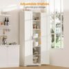 70" Tall Storage Pantry Cabinet, Bathroom Floor Organizer Storage Cabinet with 2 Doors and 6 Adjustable Shelves, Standing Utility Cabinet for Dining Room, Food Storage and Kitchen, White