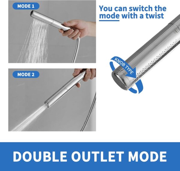 RUMOSE Matte Black Shower Panel Tower System, 5-Function Shower Faucet Set LED Light Rainfall Shower Head Digital Display with Massage Jets Tub Spout Shower Shelves, Stainless Steel, Wall Mount