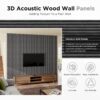 4 Pack Acoustic Wood Wall Panels, 94.5"x 8" Each Soundproof Wood Panel, 3D Fluted Wood Slat Paneling for Wall and Ceilings - Dark Gray