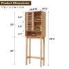 OKD 68" Over The Toilet Storage Cabinet, Mid-Century Bathroom Organizer w/Slatted Sliding Door, Adjustable Shelf, Curved Edges, Space-Saving Design for Bathroom, Kitchen, or Living Room - Natural Oak