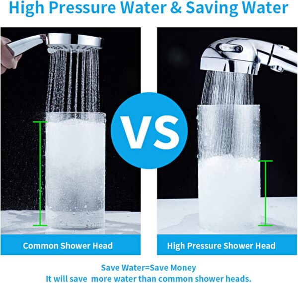 KAIYING Chrome High Pressure Handheld Shower Head with ON/OFF Pause Switch, 3 Spray Modes Shower Wand with Shut Off Button, Removable Camper Shower Head with Hose and Adjustable Angle Bracket