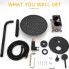 BESy Shower System with 10 Inch Round Rain Shower Head and Handheld Wall Mounted, High Pressure Rainfall Shower Faucet Fixture Combo Set with 2 in 1 Handheld Showerhead for Bathroom, Matte Black