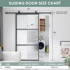 JUBEST Glass Barn Door 42in x 84in, Reeded Glass Carbon Steel Pre-Drilled Frame Sliding Barn Door Panel with 7FT Hardware Kit and Soft Close