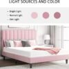 SHA CERLIN Full Bed Frame/Velvet Upholstered Platform Bed Frame with Headboard/Strong Wood Slats Support/Mattress Foundation/No Box Spring Needed - Pink