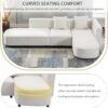 Merax Modern Upholstered L-Shape Sofa Couch with Chaise and 2 Pillows, 4-Seater Couch with Plastic Legs for Living Room Bedroom Office (Beige)
