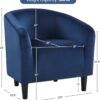 Yaheetech Velvet Club Chair, Modern Tufted Accent Chair with Armrest, Upholstered Barrel Chair with Solid Legs for Living Room/Bedroom/Study/Waiting Room, Navy Blue