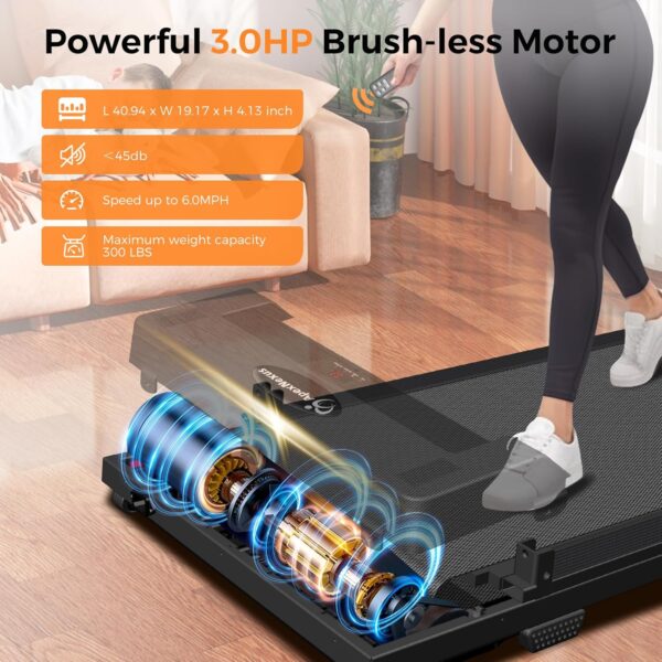 Walking Pad Treadmill Under Desk Treadmill for Office Home, 3.0HP Quiet Folding Treadmill with 300 LBS Weight Capacity, Walking Pad with Handle Bar, Portable Treadmill with Remote Control