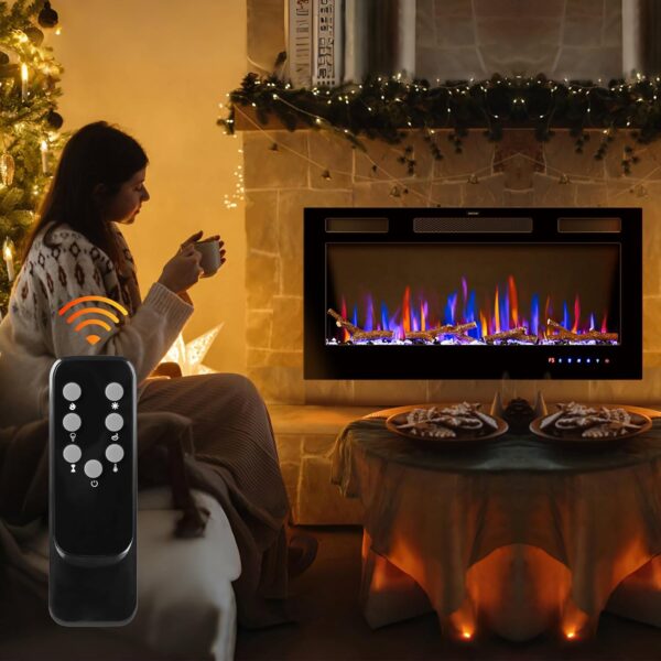 36" Electric Fireplace Inserts - Recessed Fire Place and Wall Mounted Fireplace Heater with Remote Control, Touch Screen Indoor Faux Floating Fireplace, Timer, Adjustable Flame Color, 750 | 1500W