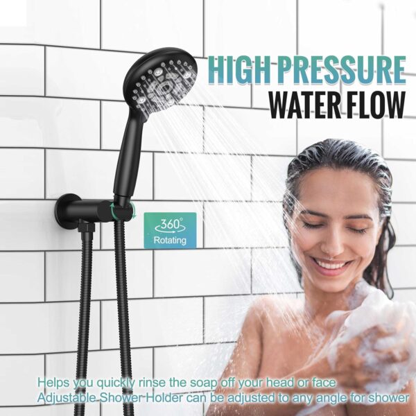 SR SUN RISE Shower Faucet - 10 Inch Multifunctional High Pressure Shower Head System with Handheld Shower Head Fixtures - Valve Included - Matte Black
