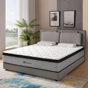OGlAWA 10 Inch Full Size Hybrid Mattresses in a Box Medium Firm Memory Foam and Individual Pocket Springs Fiberglass Free Bed Mattres Breathable CertiPUR-US