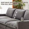 117" L Shaped Modern Sofa Modular Sectional Cloud Couch with Ottoman & Built-in Charging Ports & Cup Holders, 4-seat Deep Seat Sofa with Pillow for Living Room, Bedroom, and Apartment, Gray