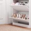 Shoe Cabinet with 3 Flip Drawers, Hidden Wood Shoe Cabinet,Freestanding Shoe Storage Cabinet for Entryway Hallway.White. 47.2" H*31.5" W*9.25" D.