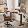 59" Reversiable L-Shaped Electric Standing Desk Adjustable Height Gaming Stand Up Corner Desk Sit Stand Home Office Computer Desk with Splice Board,Rustic Brown Top