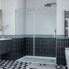 Shower Door, 56-60" W × 76" H Frameless Sliding Shower Door,Waterproof Glass Shower Door with Stainless Steel Handle and Seal Strip, 5/16" (8mm) Easy-Clean Tempered Glass, Brushed Nickel