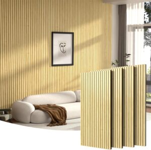 4-Pack Acoustic Wood Panels for Wall (48" x 27") – Stylish Soundproof Slat Panels with Wood Finish for Noise Reduction and Indoor Wall & Ceiling Decoration