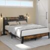 LIKIMIO Full Bed Frame, Storage Headboard with Charging Station, Solid and Stable, Noise Free, No Box Spring Needed, Easy Assembly