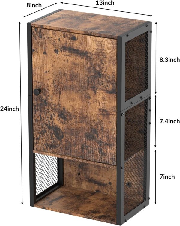Farmhouse Medicine Cabinets, Small Bathroom Cabinet Wall Mount, Brown Bathroom Wall Cabinet, 3-Tier Wall Mounted Storage Cabinet for Small Spaces, Living Room, Laundry
