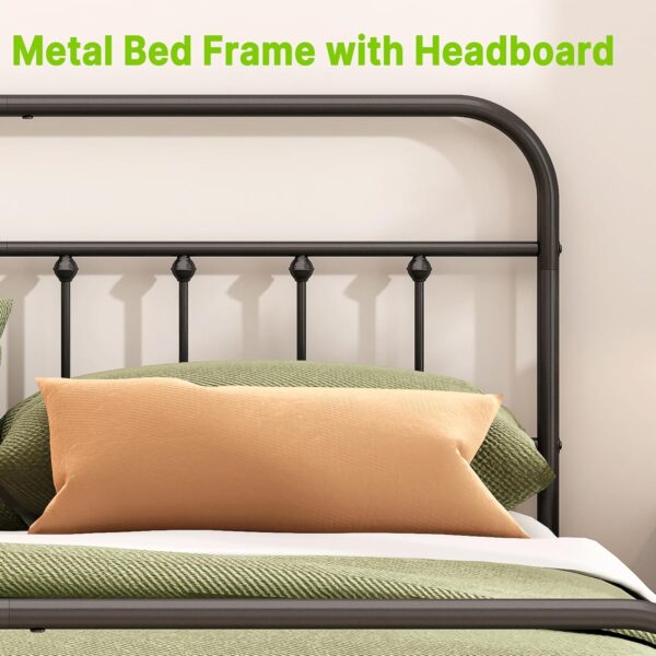 Metal Bed Frame - Structurally Stable Heavy Duty Steel Slat Supported Full Bed Frames,No Box Spring Needed for Easy Removal and Transport.
