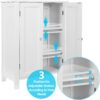SUPER DEAL Modern Bathroom Floor Storage Cabinet with Adjustable Shelf and Double Door Rust Proof, Living Room Modern Home Furniture Storage Organizer Cabinet