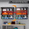 VINGLI Metal Wall Cabinet with Locking Glass Doors & Magnetic LED Sensor Light, Adjustable Shelf, Wall Mounted Storage Display Cabinets for Garage, Kitchen, Home Office, Warehouse, Living Room, Black