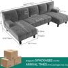 YITAHOME Sectional Couches for Living Room, U Shaped Couch with USB & Type C Charging Ports Chenille Modern Cloud Sofa Double Chaise Sofa Upholstered Couch for Office Apartmant Small Space, Grey