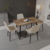 Small Dining Table Set for 4, Modern Dining Table and Chairs Set with 4 Fabric Dining Chairs, 5 Piece Wooden Dining Table Set, 47'' Kitchen Table Set, Ideal for Small Spaces