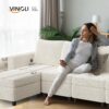 VINGLI 131.6"/108" Cream White Chenille Oversized Modular Sectional Sofa with Storage and USB Chargers, Comfy Sectional Sofa with 6 Seats, 6 Pieces Modern Couch Convertible Sleeper Bed for Living Room
