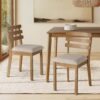 4-Piece Farmhouse Dining Set, Wooden Table with 2 Chairs, Bench Seat, Mid-Century Modern Wooden Table & Upholstered Chair Set for Home, Kitchen, Dining Room, Solidwood Legs