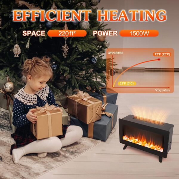 16" Freestanding Electric Fireplace Heater - Fire Places Electric Fireplace Stove with Realistic LED 3D Flames, Infrared Heater Indoor, Small Space Heater, 1500W, Overheating Protection