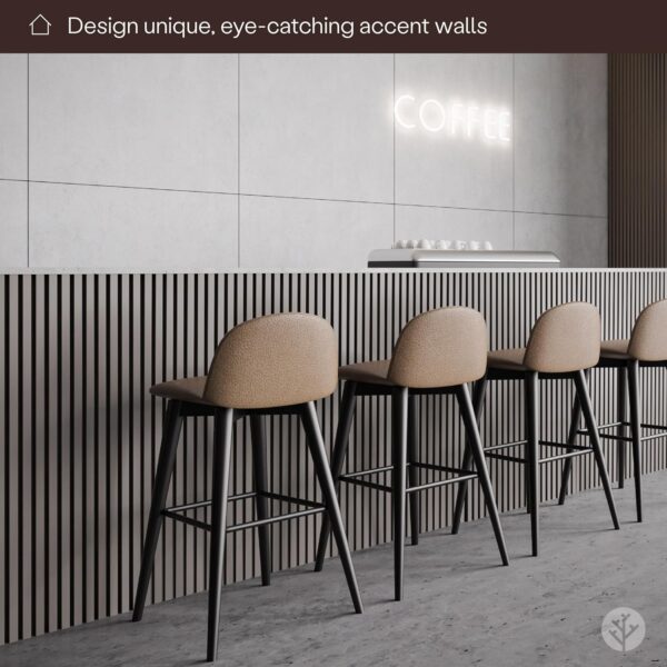 WVH Slatpanel Matte Gray Veneer – Acoustic 3D Textured Wood Panels for Walls & Ceilings | Decorative Panels for Homes, Offices & Studios | 2 x-94.49” x 12.8” | Veneer, MDF, Felt