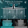 12'' Rain Shower Head Combo, High Pressure Rainfall Shower Head with 16'' Flexible Adjustment of Height/Angle Upgraded Extension Arm and 5 Setting Spray Handheld Shower Head, Anti-leak (Chrome)