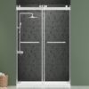 DELAVIN 44"-48" W x 75" H Frameless Shower Door, Double Sliding Shower Door, 5/16"(8mm) Clear Tempered Glass, Noiseless Shatterproof Glass Shower Door with Square Rail, Stainless Steel, Aluminum