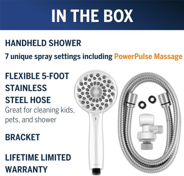 Waterpik High Pressure Hand Held Shower Head With Hose, PowerPulse Massage 7-Mode, Chrome XPB-763ME
