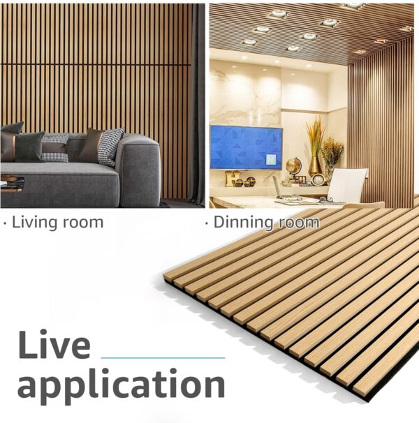 816ScSR4OL._AC_SL1500_.jpg Art3d 2 Wood Slat Acoustic Panels for Wall and Ceiling - 3D Fluted Sound Absorbing Panel with Wood Finish - Oak