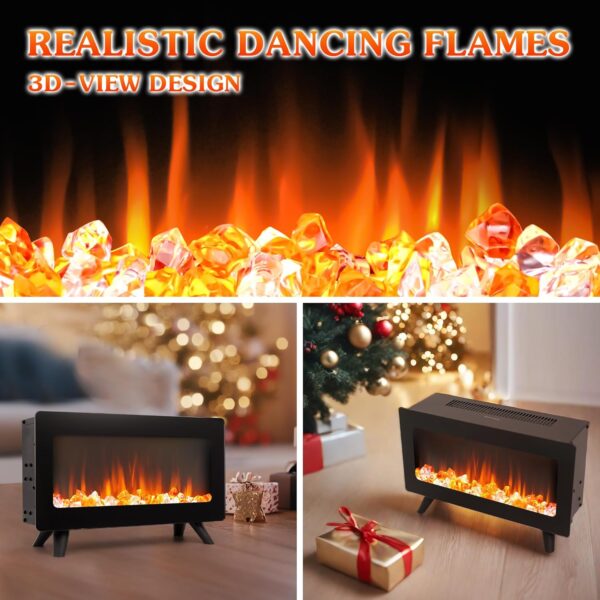 16" Freestanding Electric Fireplace Heater - Fire Places Electric Fireplace Stove with Realistic LED 3D Flames, Infrared Heater Indoor, Small Space Heater, 1500W, Overheating Protection
