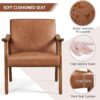 Yaheetech PU Leather Accent Chair, Mid-Century Modern Armchair with Solid Wood Legs, Reading Leisure Chair with High Back for Living Room Bedroom Waiting Room, Light Brown